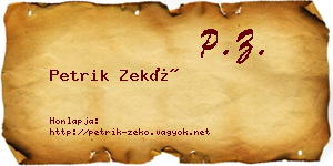 Petrik Zekő névjegykártya